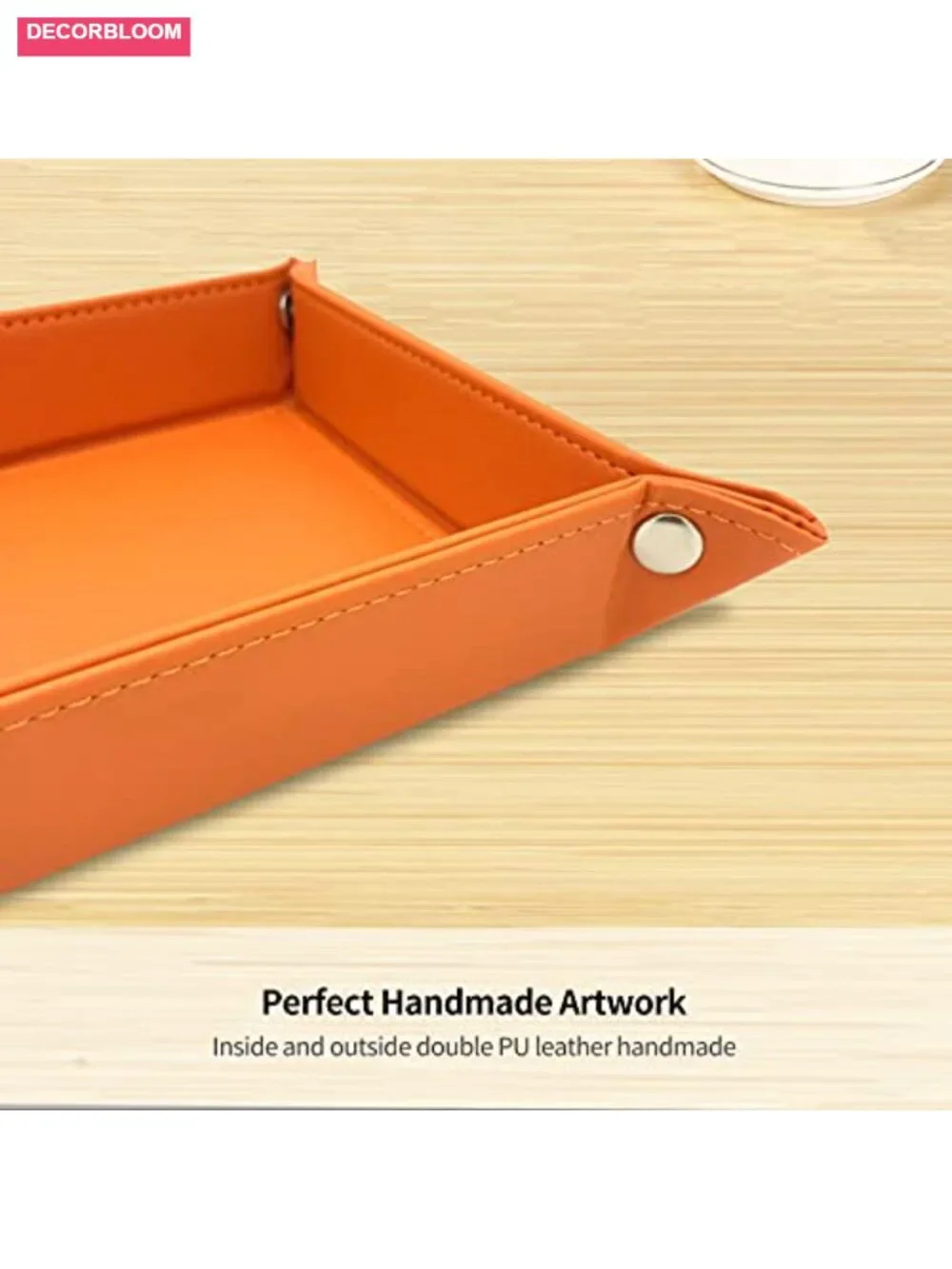 PU Leather Valet Tray Key Dish Catchall Organizer for Men Jewelry Watch